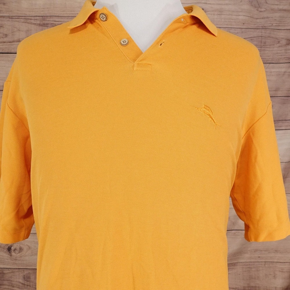 Tommy Bahama Polo‎ Shirt Mens XL Orange Short Sleeve Casual Cotton Blend